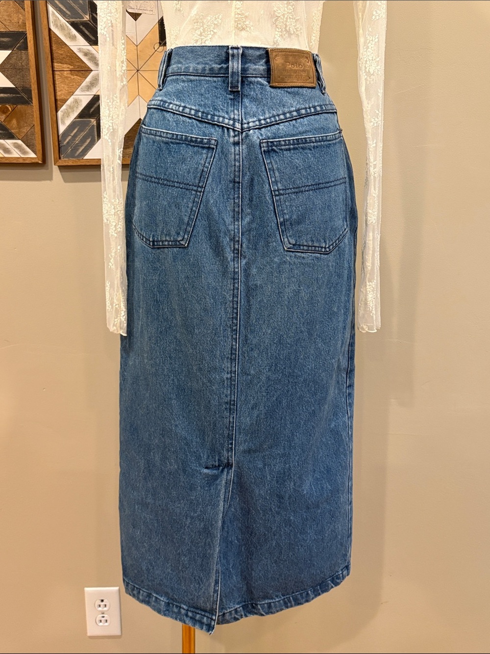 Vintage Ralph Lauren Country 90s Western Long Denim Jean Skirt size 6 - Picture 5 of 12